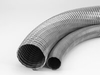 Flexible metal hoses, galvanised, up to 500°C. Suction and transport hose for abrasive materials.