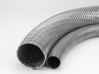 Galvanised metal hoses with sealing, working temp. up to +500°C, flexible, abrasion resistant